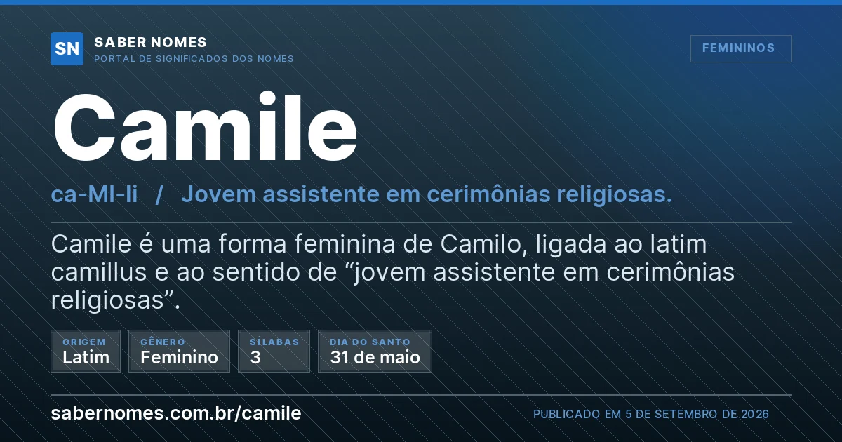 Imagem com o significado do nome Camile
