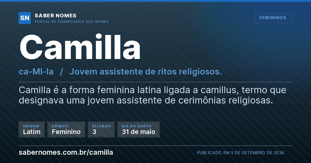 Imagem com o significado do nome Camilla