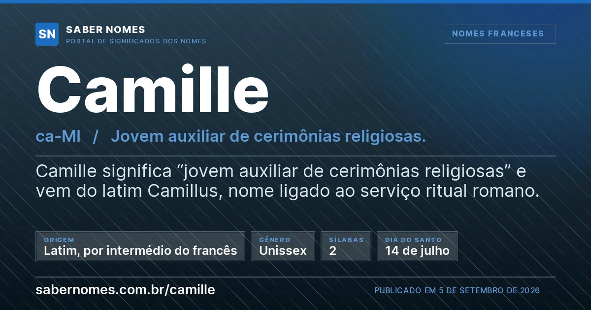 Imagem com o significado do nome Camille