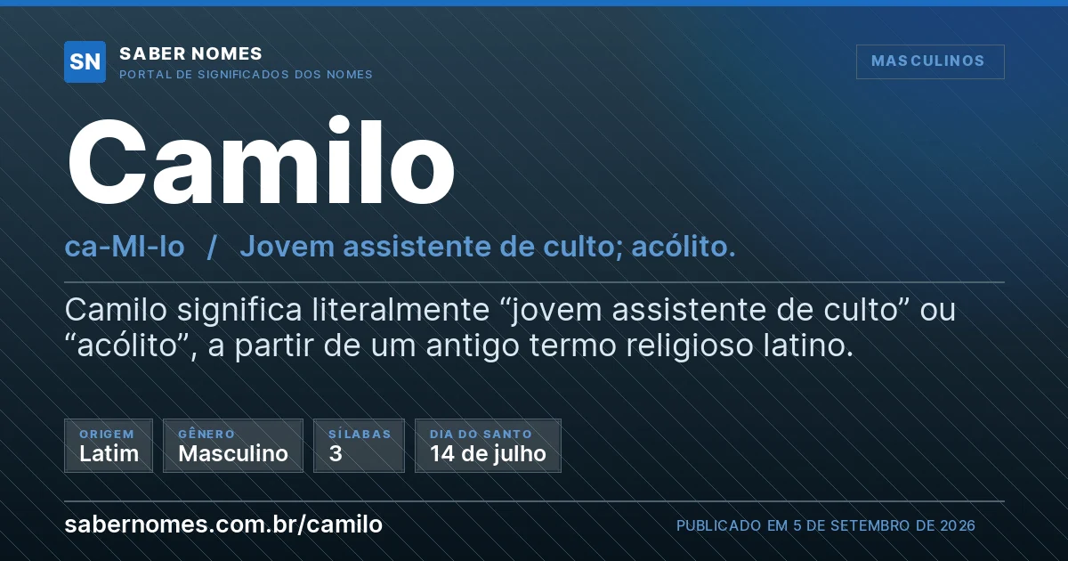 Imagem com o significado do nome Camilo