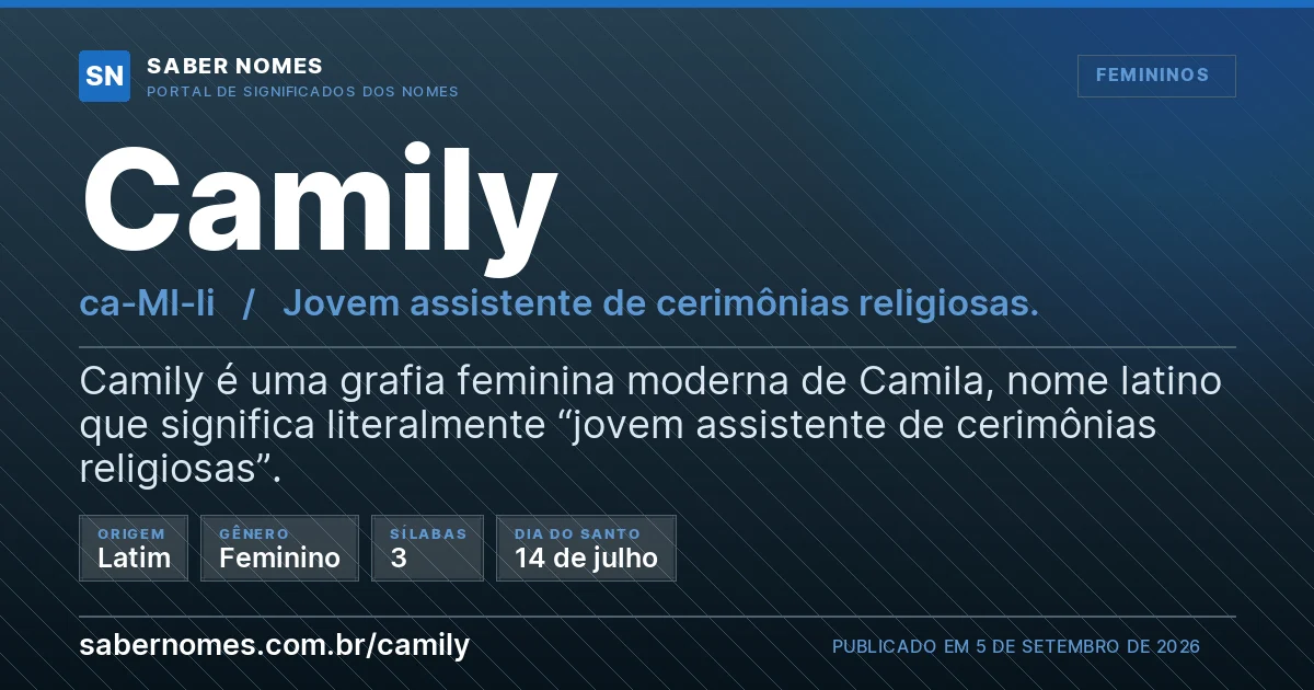 Imagem com o significado do nome Camily