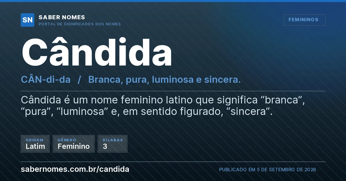 Imagem com o significado do nome Cândida