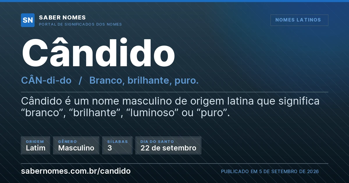 Imagem com o significado do nome Cândido