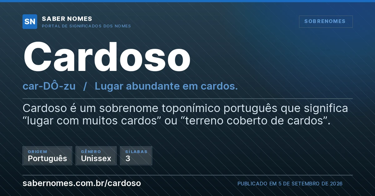 Imagem com o significado do nome Cardoso