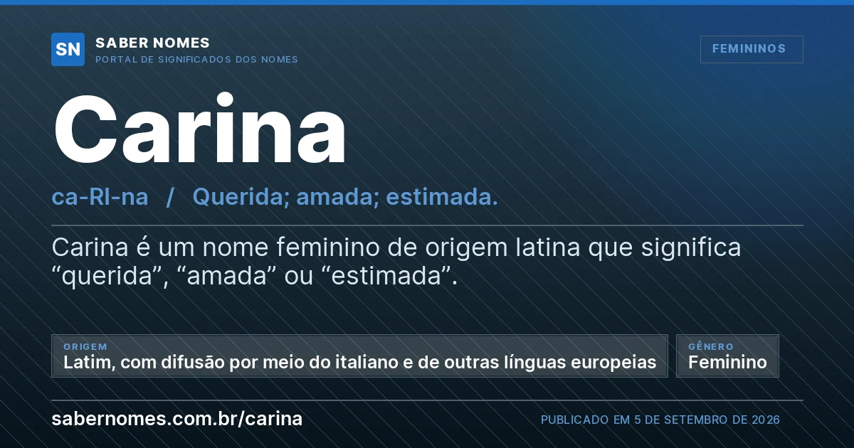 Imagem com o significado do nome Carina