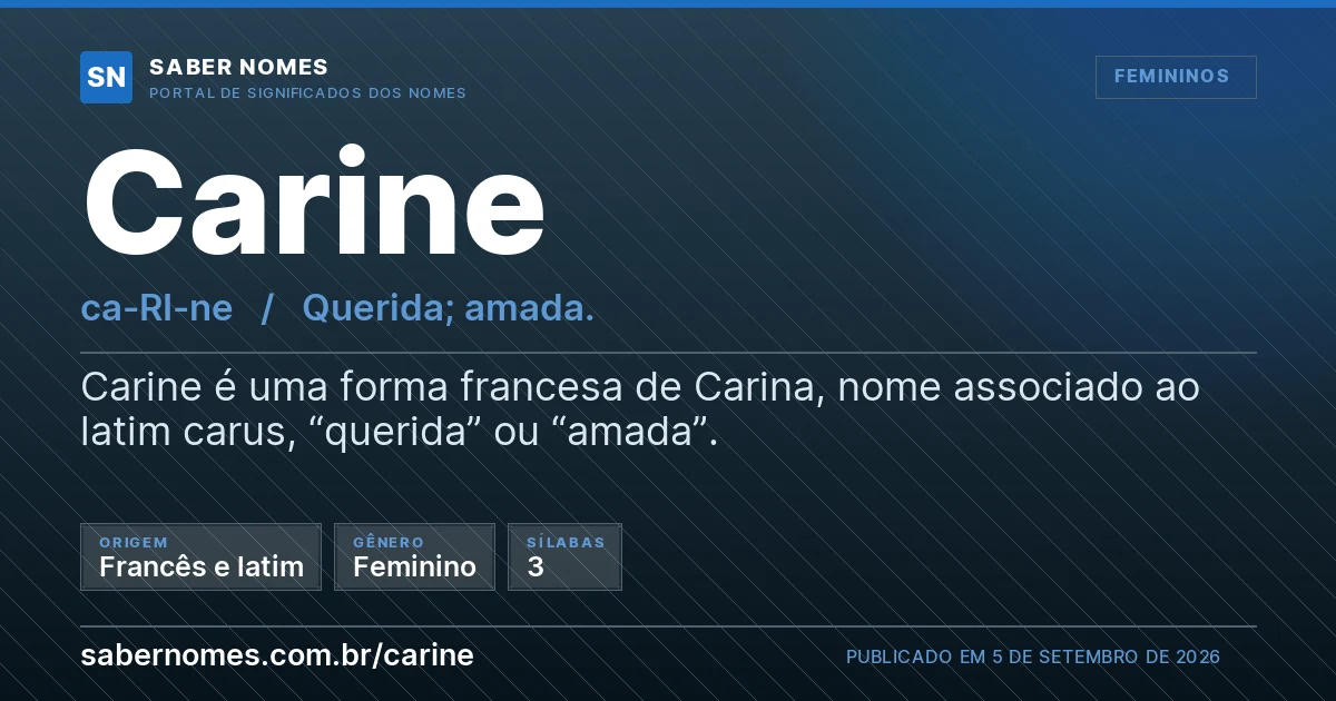 Imagem com o significado do nome Carine