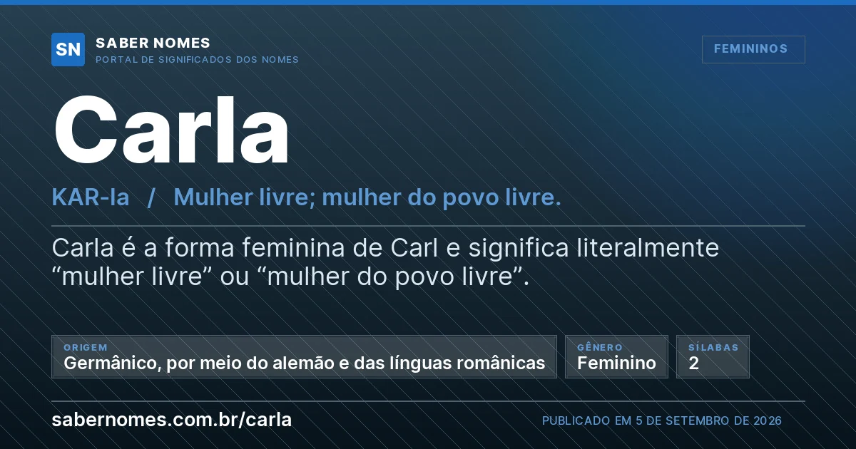 Imagem com o significado do nome Carla