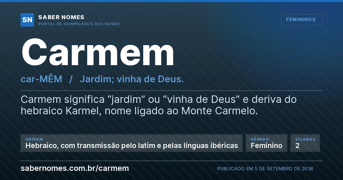 Imagem com o significado do nome Carmem