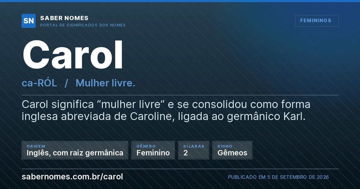 Imagem com o significado do nome Carol