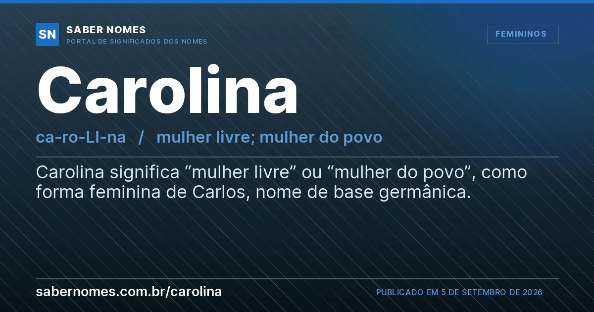 Imagem com o significado do nome Carolina