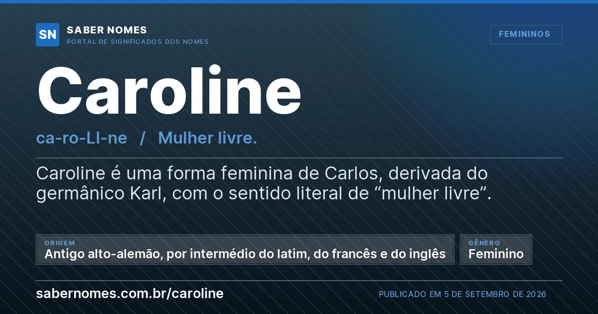 Imagem com o significado do nome Caroline