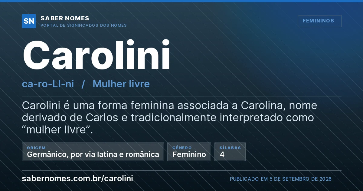 Imagem com o significado do nome Carolini