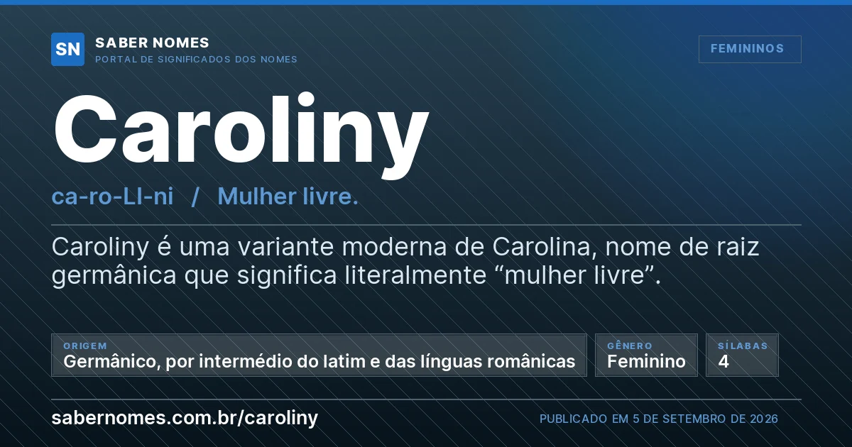 Imagem com o significado do nome Caroliny