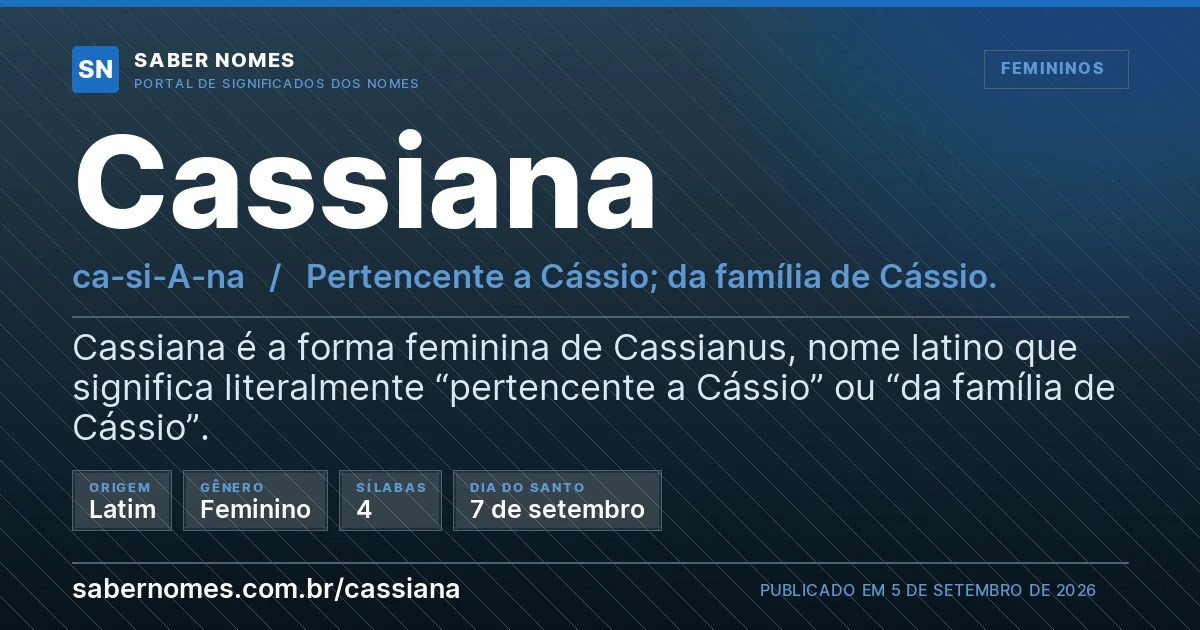 Imagem com o significado do nome Cassiana