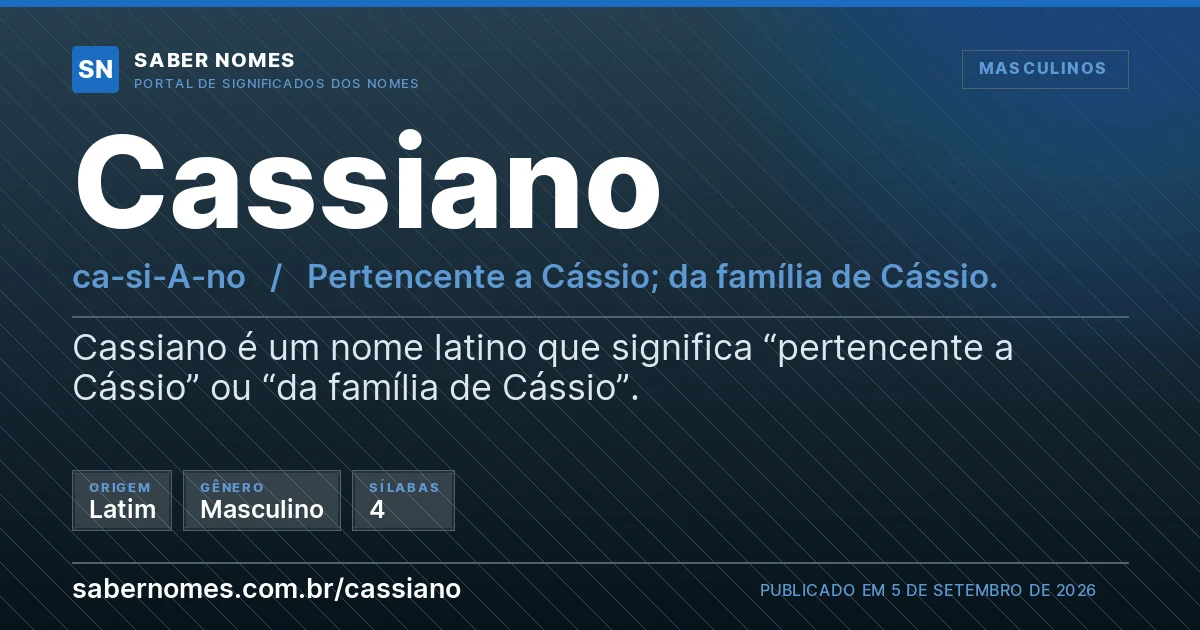 Imagem com o significado do nome Cassiano