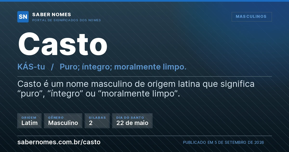 Imagem com o significado do nome Casto