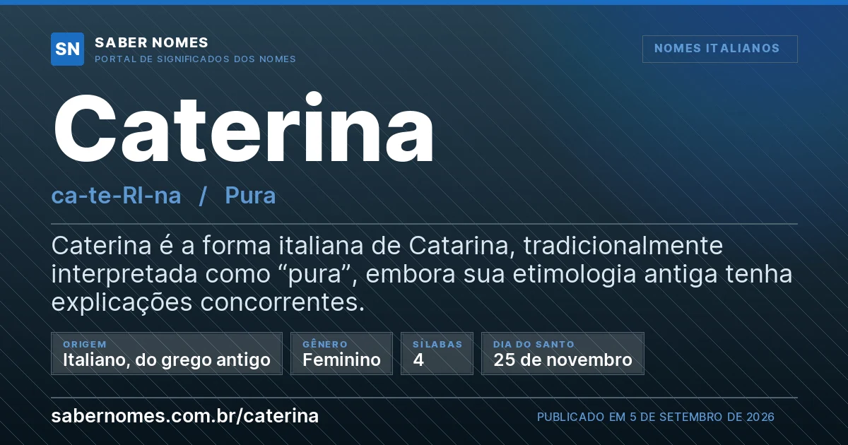 Imagem com o significado do nome Caterina