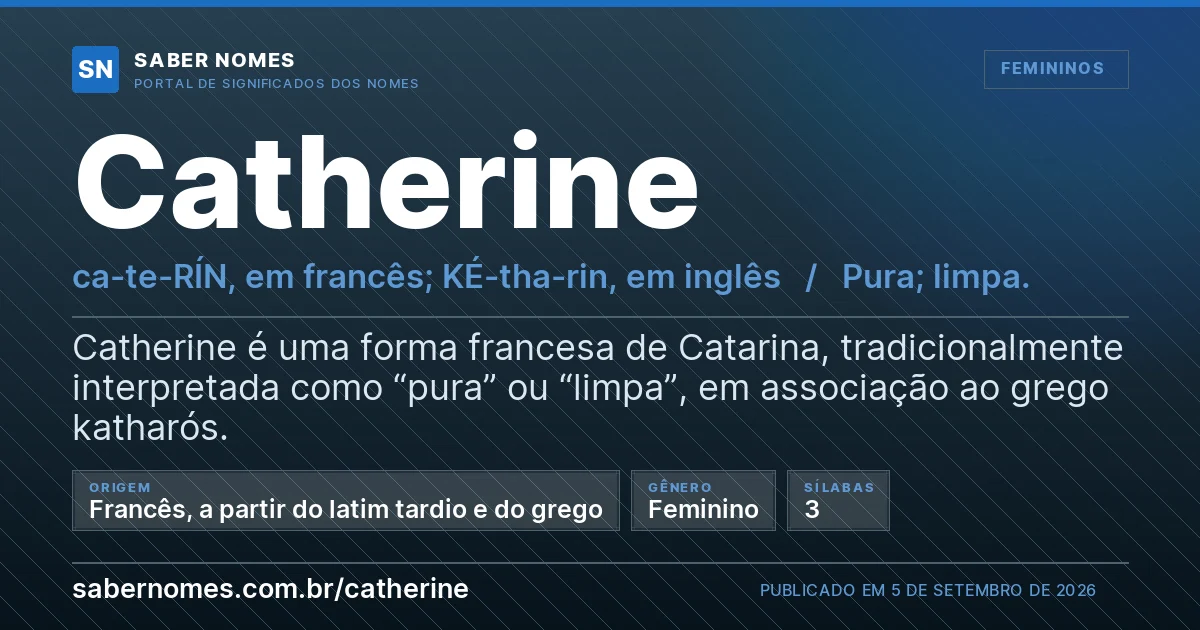 Imagem com o significado do nome Catherine