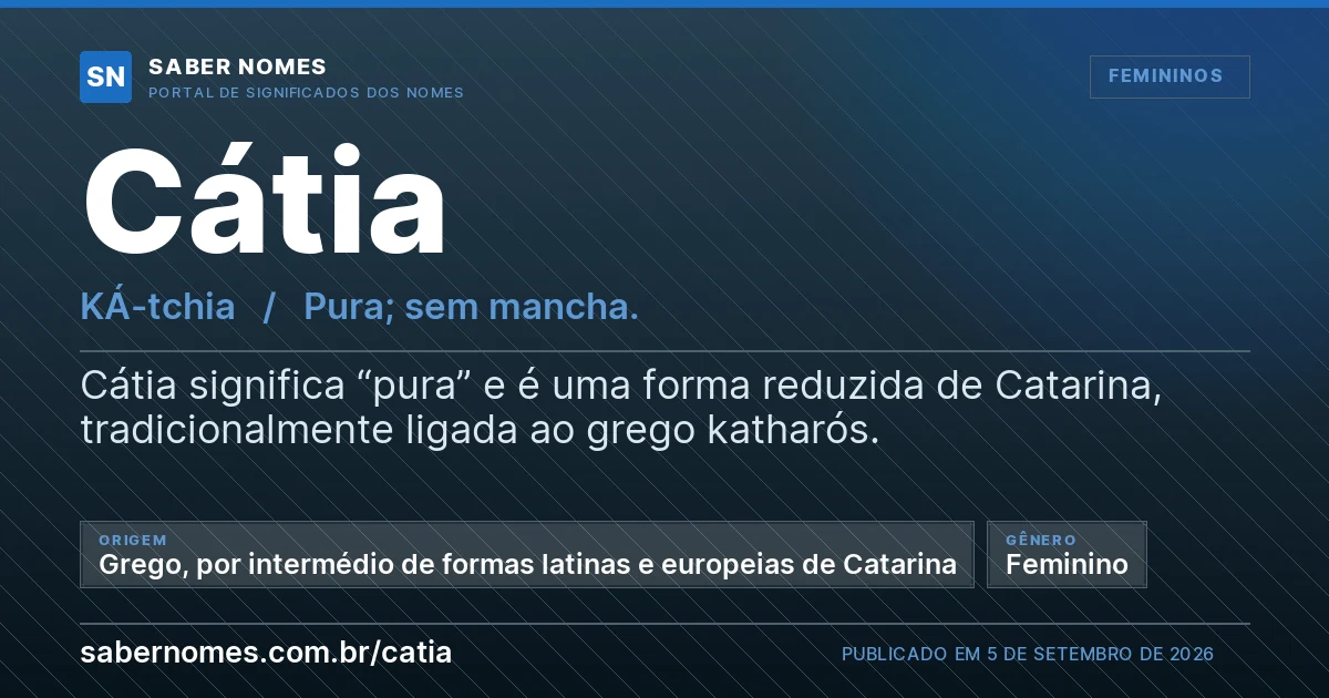 Imagem com o significado do nome Cátia