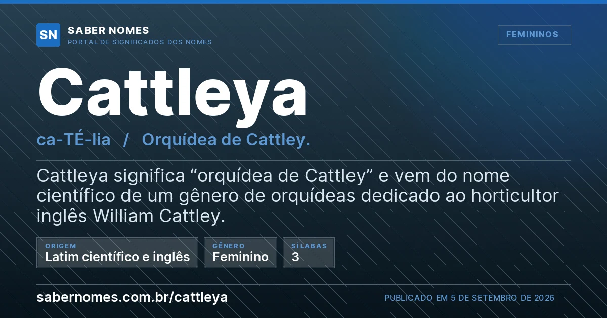 Imagem com o significado do nome Cattleya