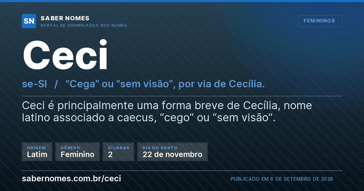 Imagem com o significado do nome Ceci