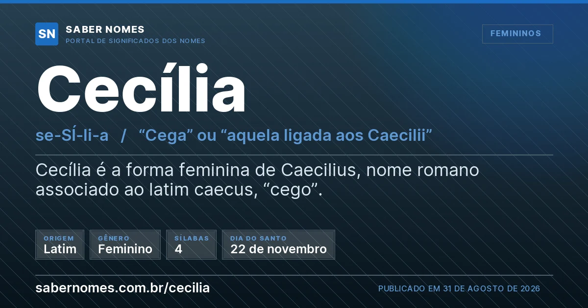 Imagem com o significado do nome Cecília