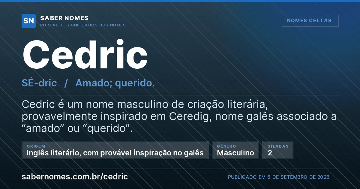 Imagem com o significado do nome Cedric