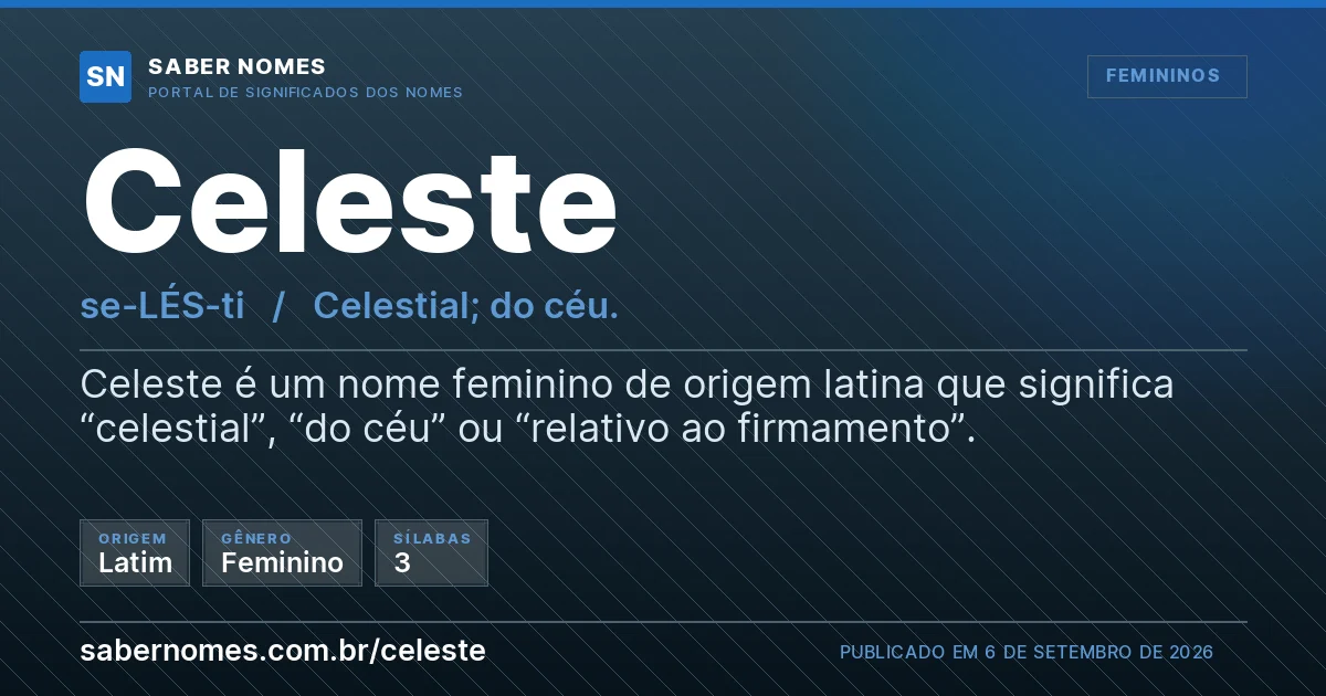 Imagem com o significado do nome Celeste