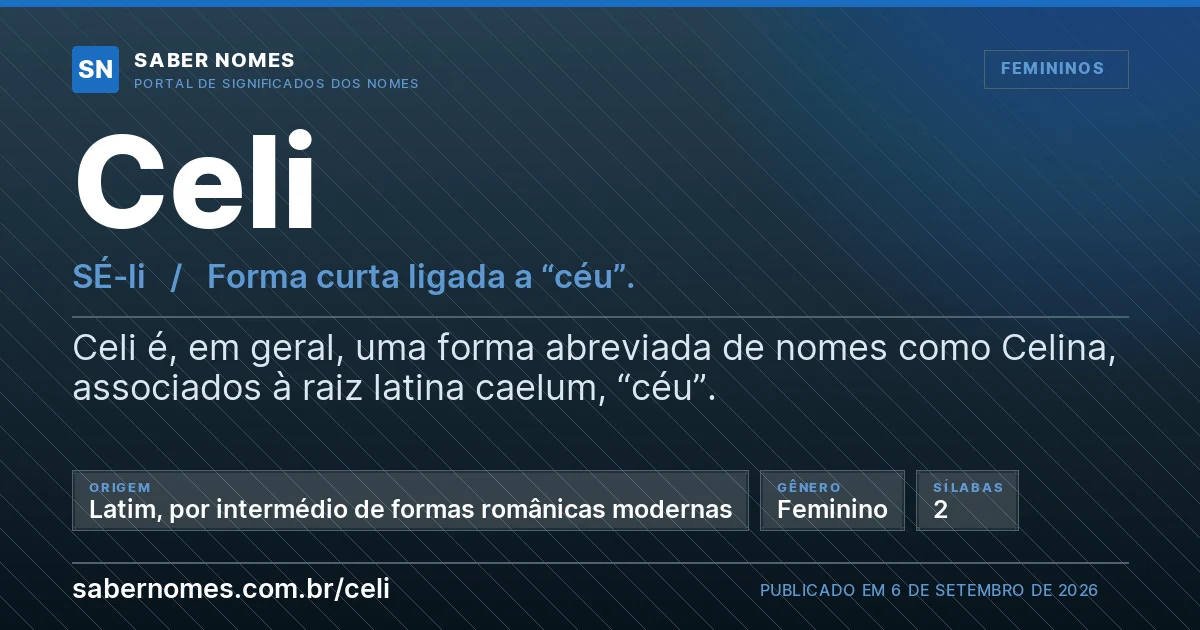 Imagem com o significado do nome Celi