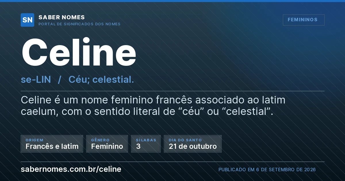 Imagem com o significado do nome Celine
