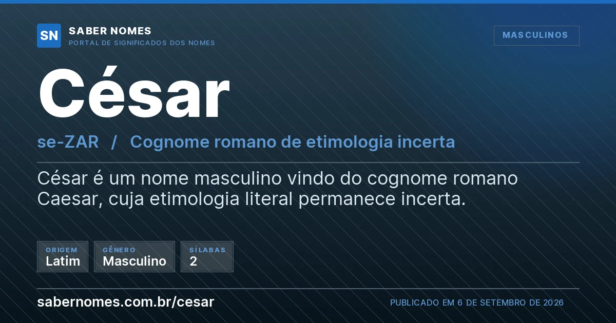 Imagem com o significado do nome César