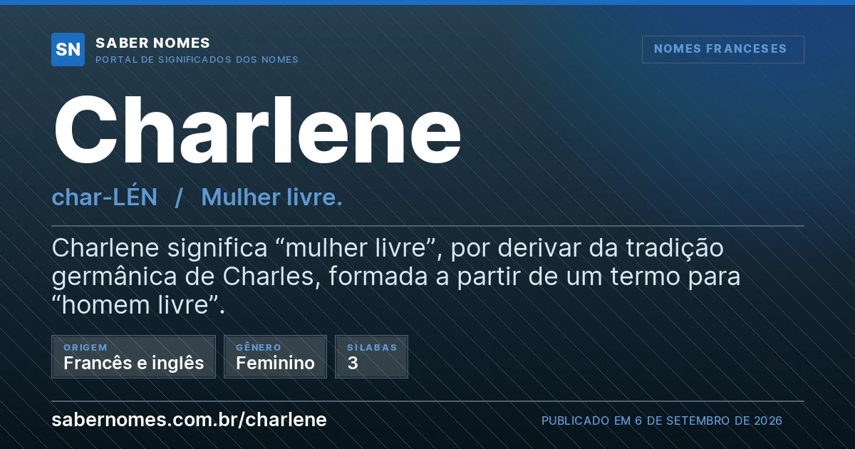 Imagem com o significado do nome Charlene