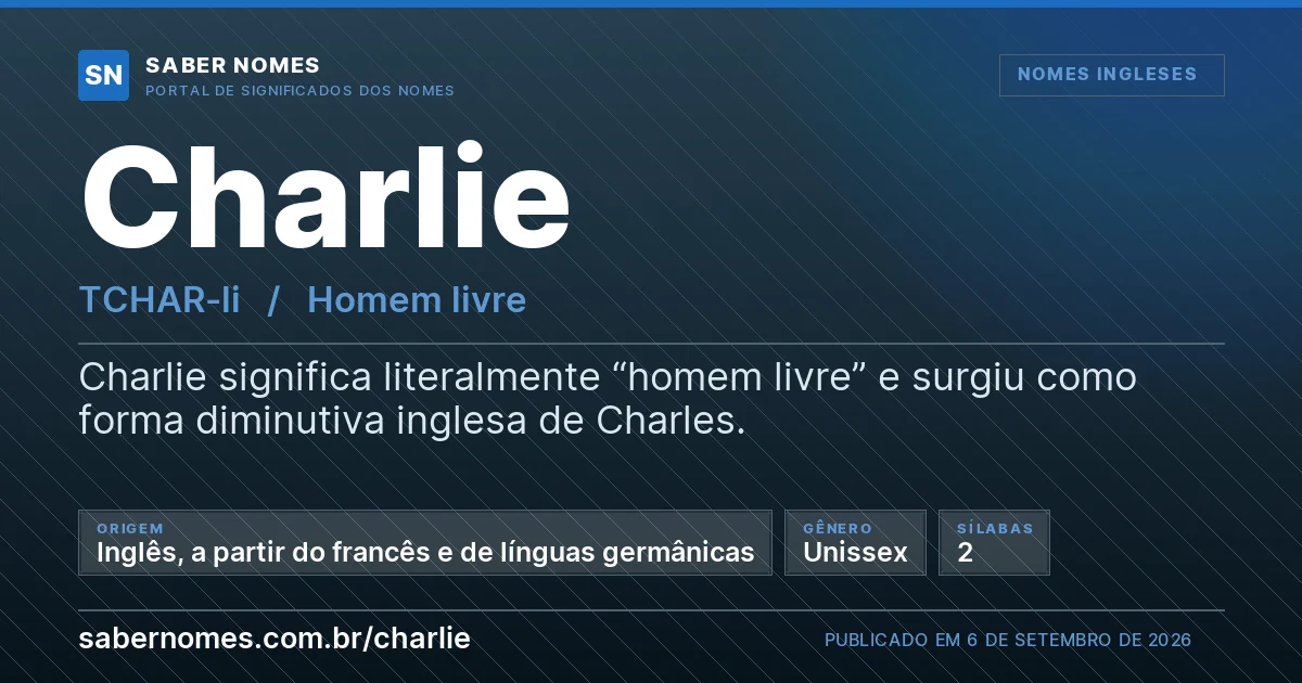 Imagem com o significado do nome Charlie