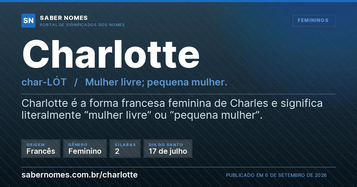 Imagem com o significado do nome Charlotte