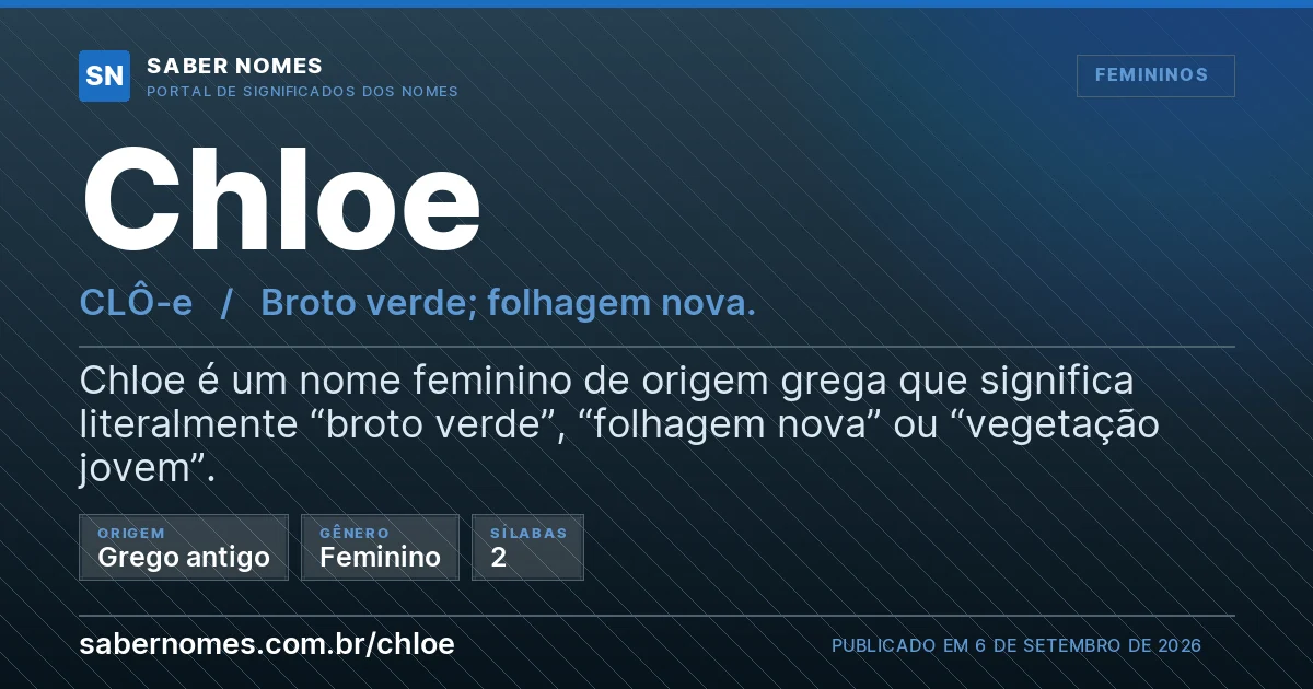 Imagem com o significado do nome Chloe