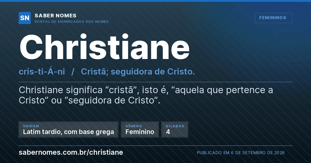 Imagem com o significado do nome Christiane