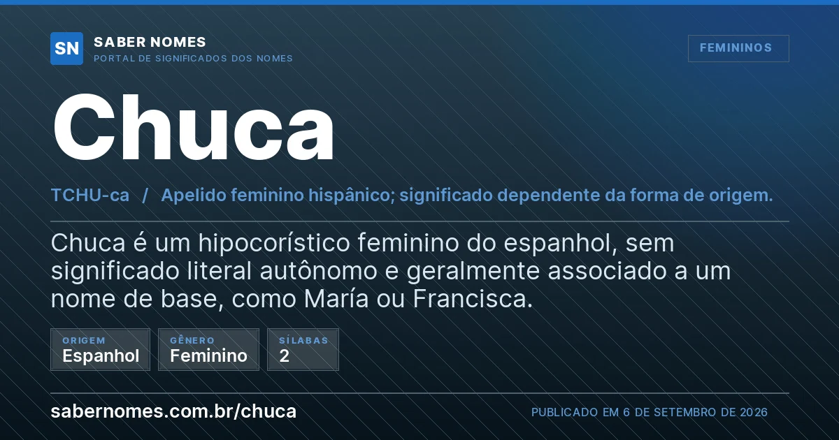 Imagem com o significado do nome Chuca