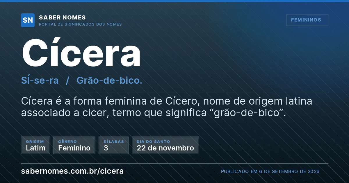 Imagem com o significado do nome Cícera