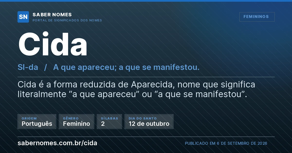 Imagem com o significado do nome Cida