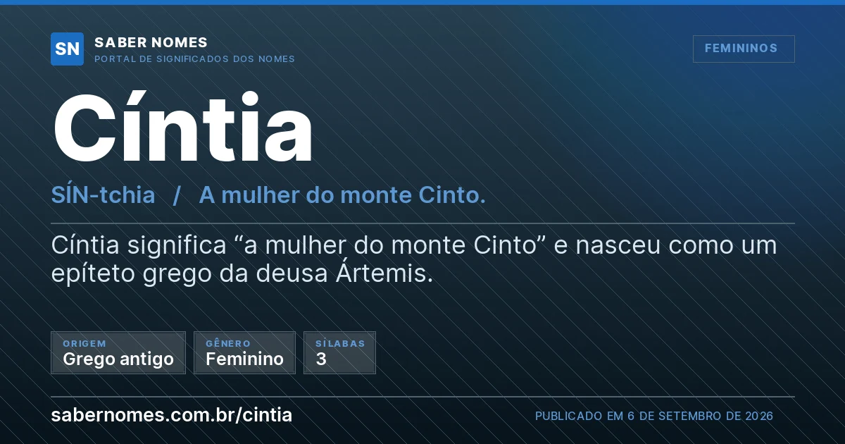 Imagem com o significado do nome Cíntia