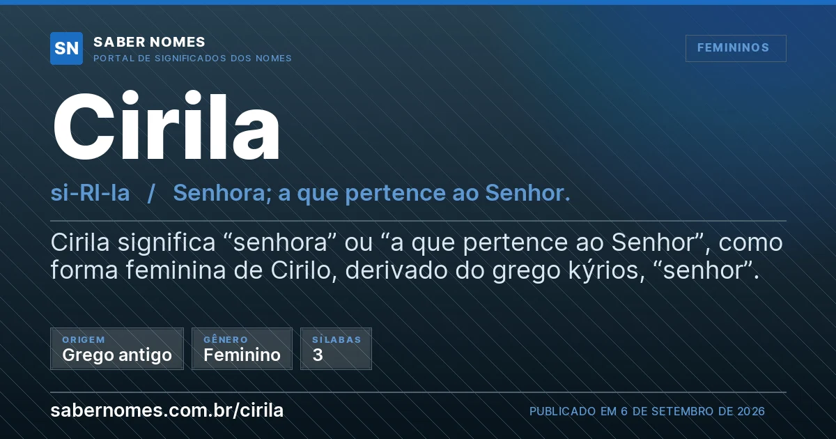 Imagem com o significado do nome Cirila
