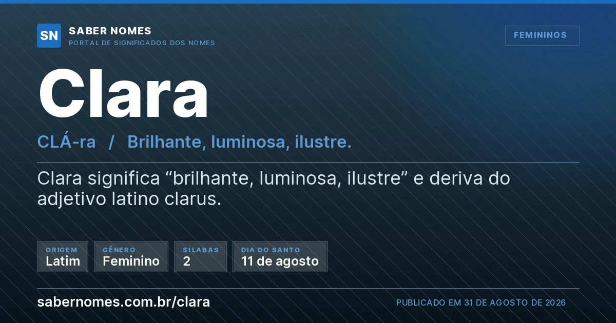 Imagem com o significado do nome Clara