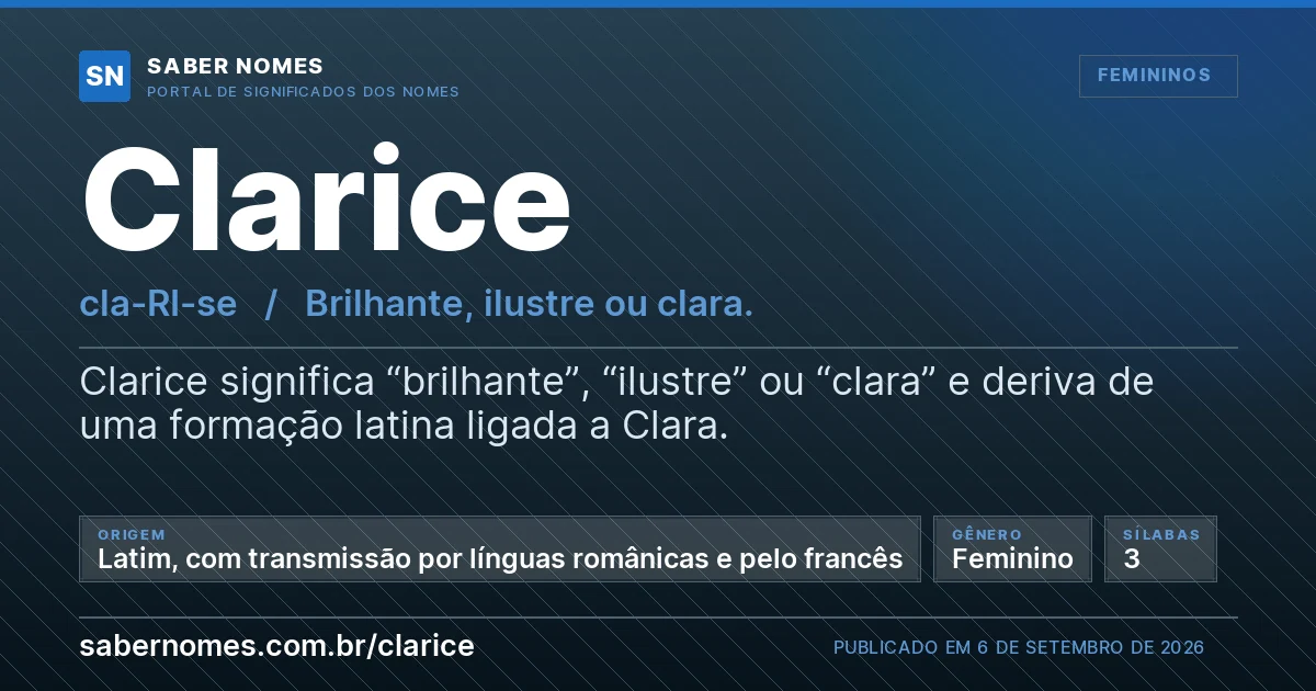 Imagem com o significado do nome Clarice