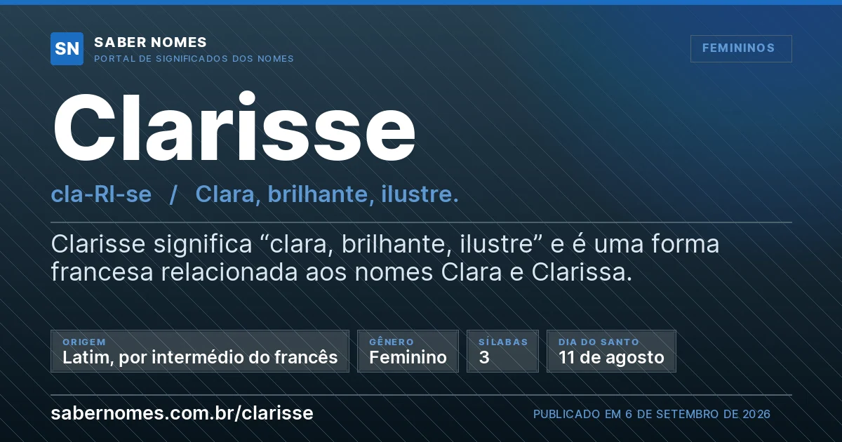 Imagem com o significado do nome Clarisse
