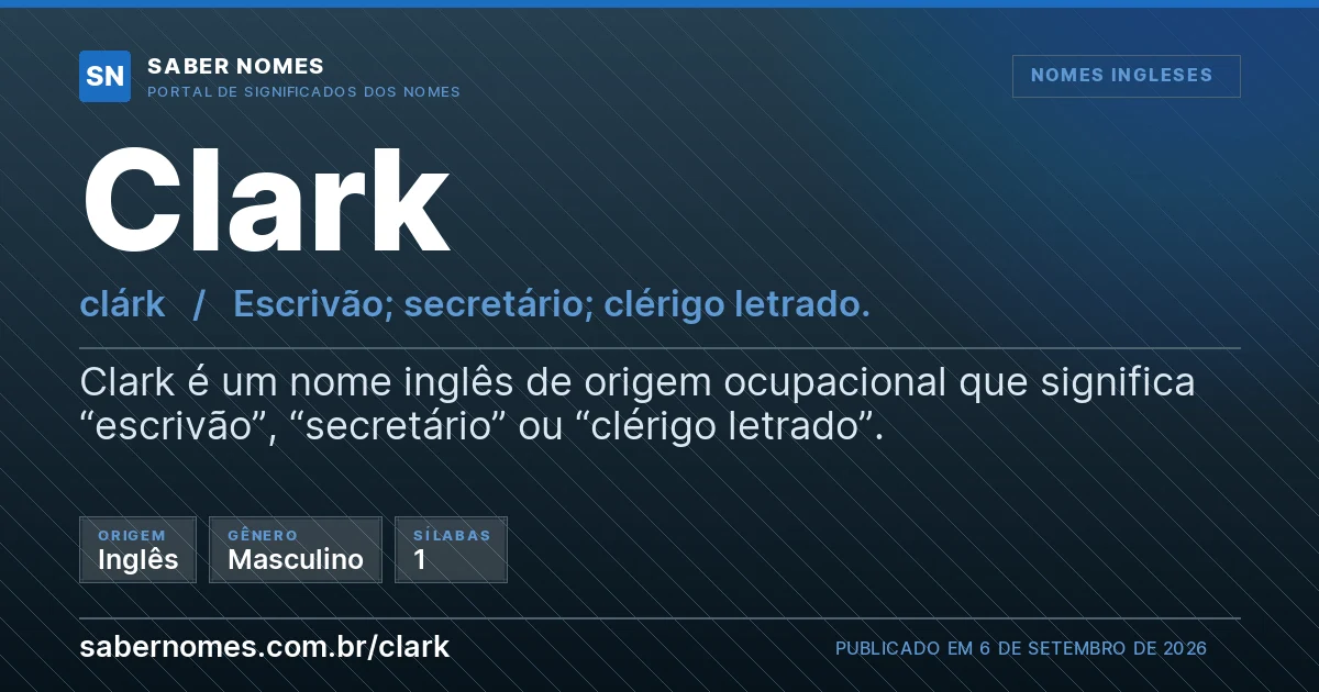 Imagem com o significado do nome Clark