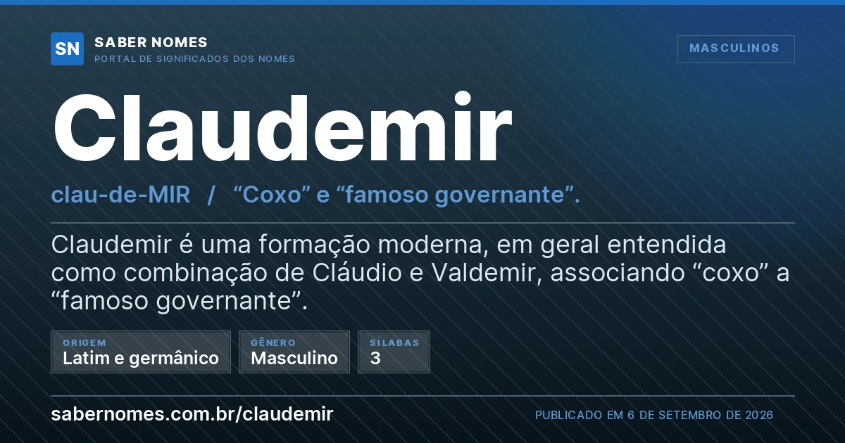 Imagem com o significado do nome Claudemir