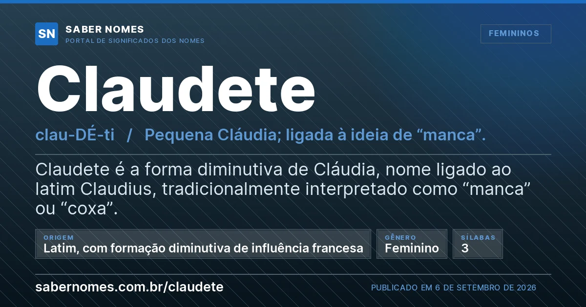 Imagem com o significado do nome Claudete