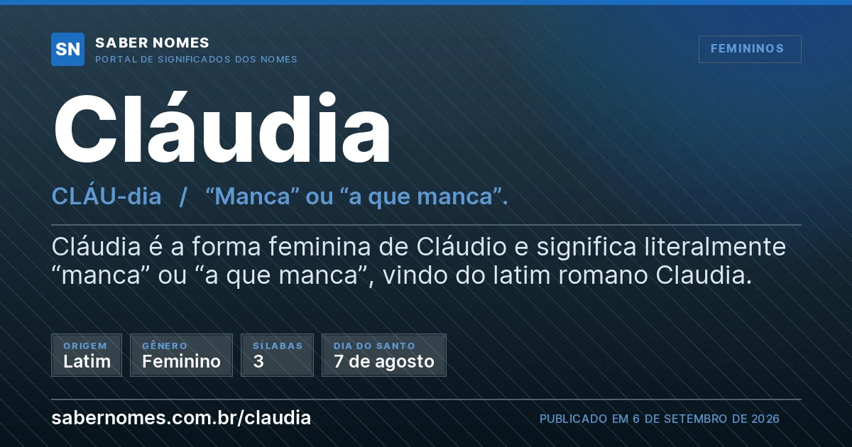 Imagem com o significado do nome Cláudia