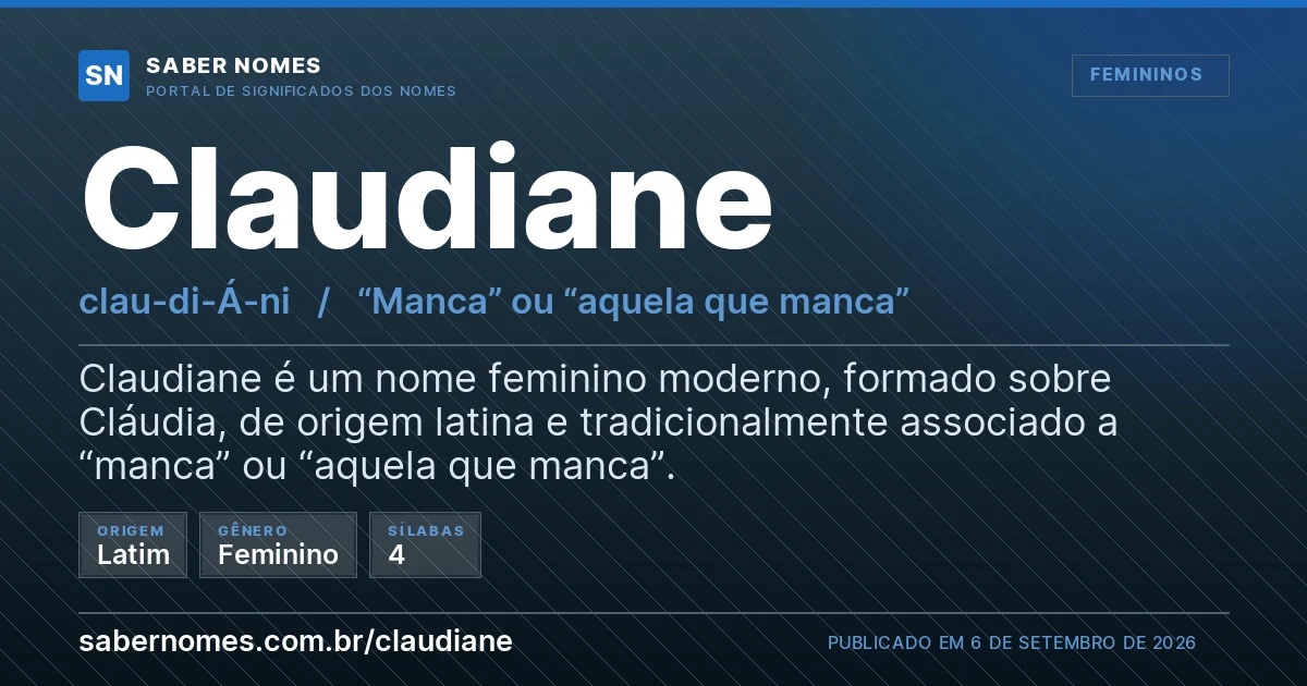Imagem com o significado do nome Claudiane