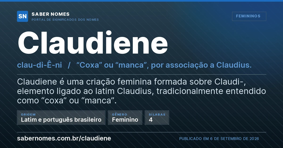 Imagem com o significado do nome Claudiene